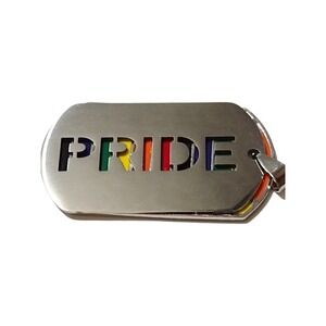 LBGTQ PRIDE NECKLACE RAINBOW NECKLACE SILVER PENDANT DOG TAGS MULTICOLOR NECKLA